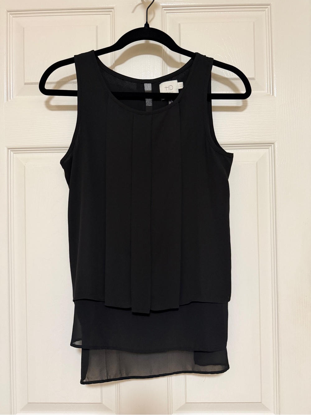HD in Paris Black Layered Chiffon Sleeveless Blouse Size 2